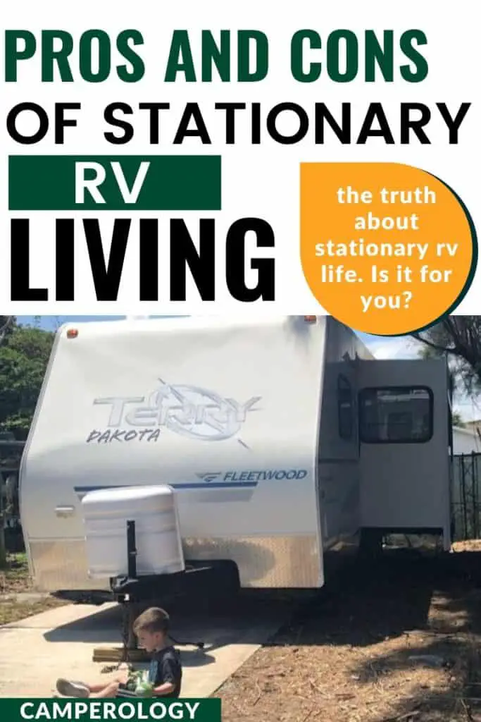 Pros and cons of stationary rv living full time! Living in a camper fulltime | Living full time in an rv. #rvlife #fulltimerver #rvliving #rvprosandcons #camperology