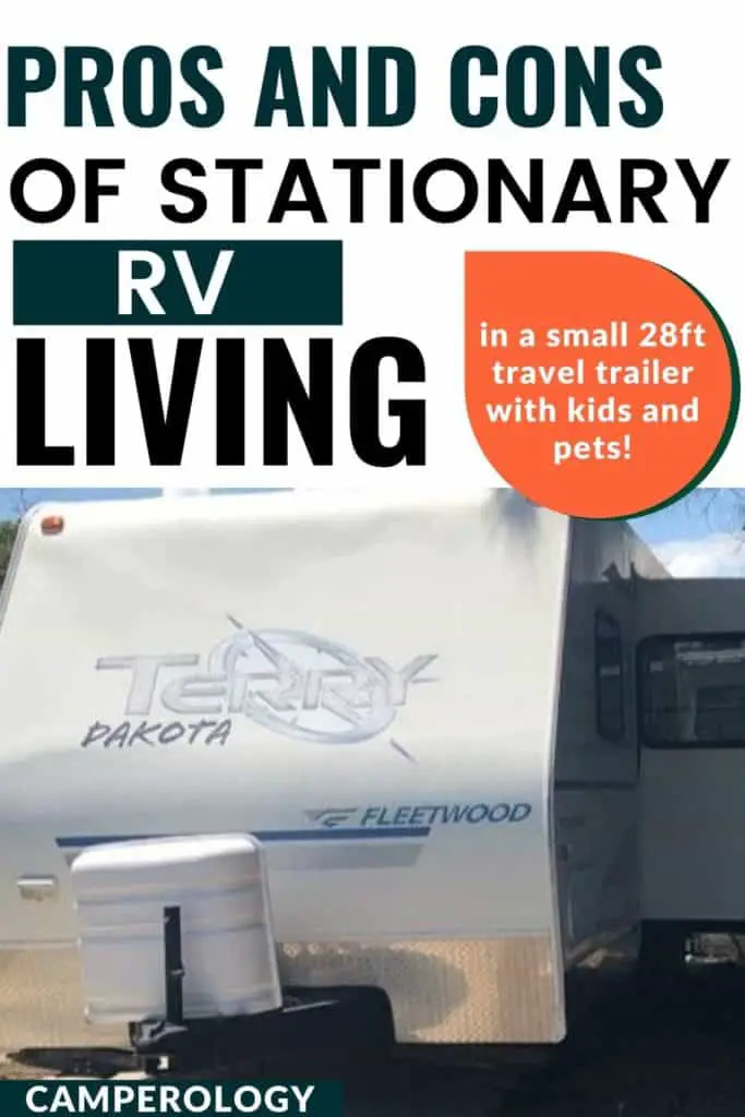 Pros and cons of stationary rv living full time! Living in a camper fulltime | Living full time in an rv. #rvlife #fulltimerver #rvliving #rvprosandcons #camperology